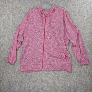 Terra & Sky Women Zip Front Hoodie Red Heather 3X 24W-26W Stretchy Fabric